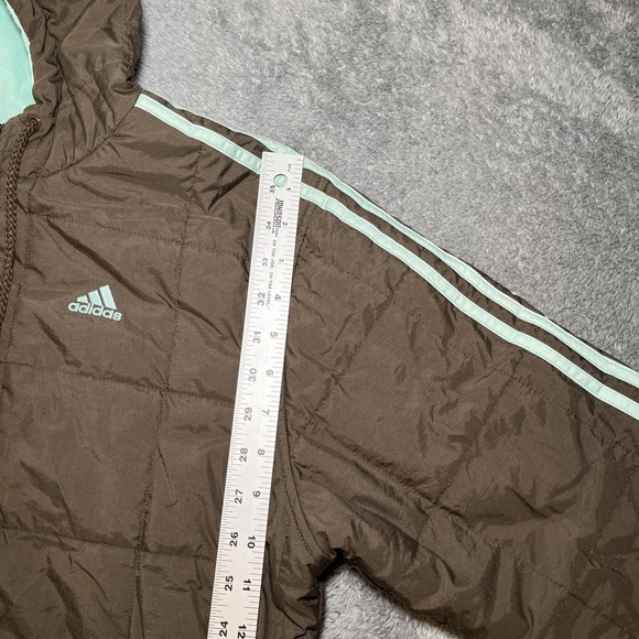 Adidas Men's Reversible Puffer Jacket To Sweater SZ S Brown/Mint Green Hoodie - Picture 7 of 16
